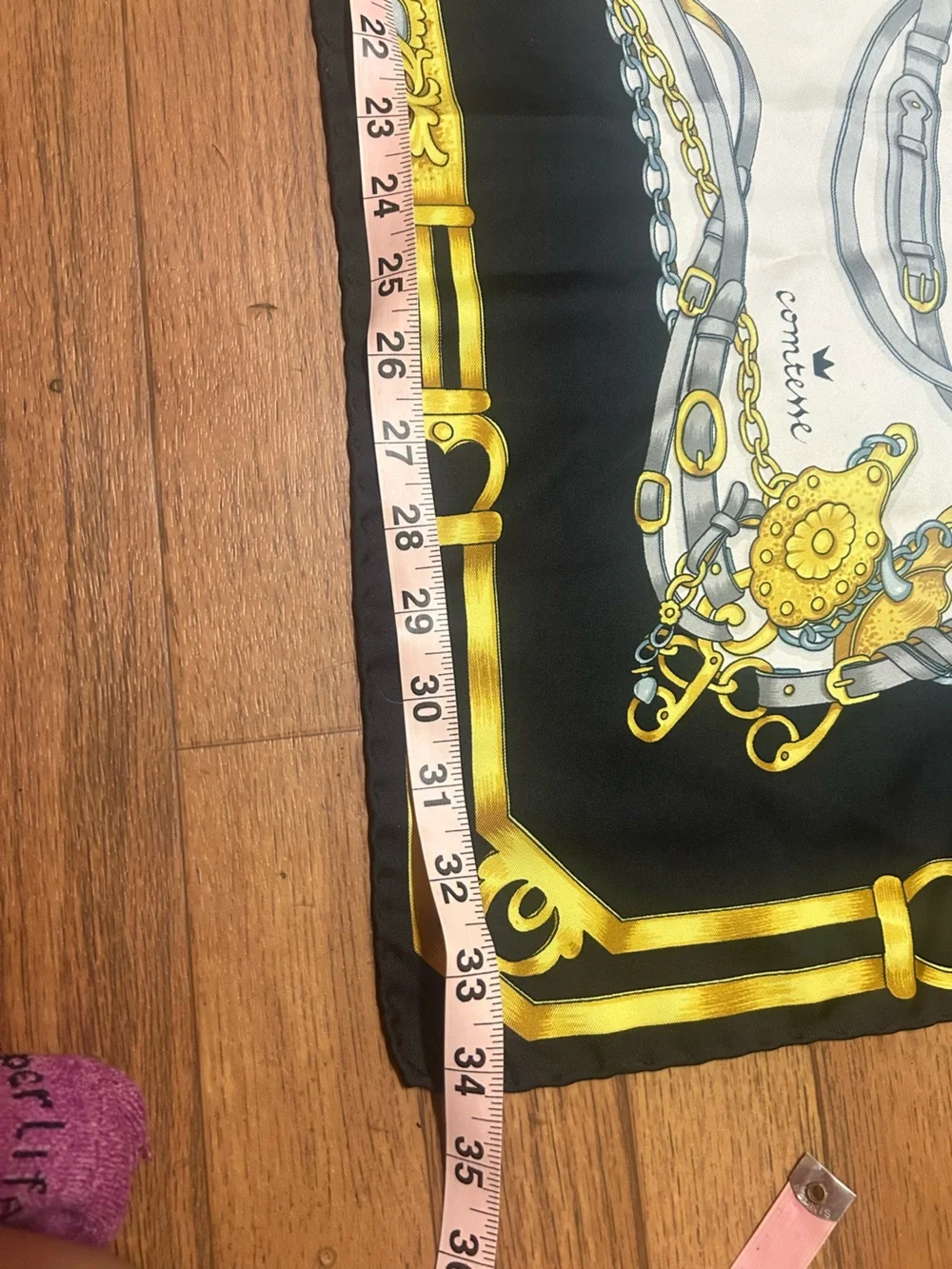 Comteme Luxuryq Black, White & Gold Women's Silk Scarf